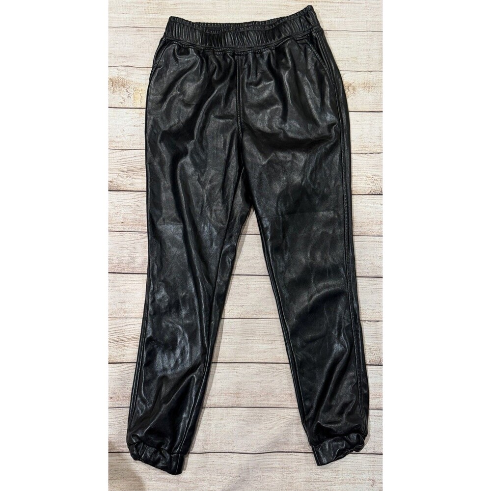 Steven Madden Faux Leather Black Elastic Waist Pants Size XS